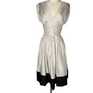 BCBGMaxAzria Silk Champagne Pleated Dress